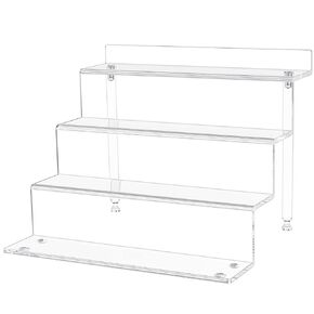 NIUBEE Acrylic Riser Display Shelf, 2 Pack Clear Display Stand for Amiibo Funko POP Figures,4 Tier Cupcakes Stand Perfume Organizer and Storage (Large)
