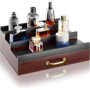 منظم كولونيا YIKIBOX مع حجرة مخفية ودرج، منظم عطر خشبي، منظم حامل كولونيا للرجال ورافعات عرض التخزين لخزانة الملابس، هدية رائعة للرجال/الأصدقاء in Kuwait