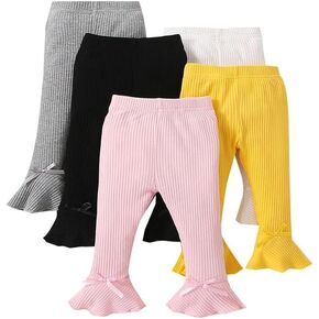 ATCTBOGFS Toddler and Baby Girl Stretchy Flare Pants with Ruffle Fleece Pants and Leggings 5-Pack in Saudi Arabia