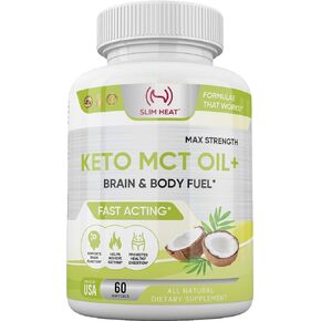 Slim Heat Keto MCT Oil Capsules with C8 & C10 - Fast Acting Ketosis Brain & Body Fuel for Women and Men - All Natural, Non GMO, Made in USA - 30 Day Supply in Saudi Arabia
