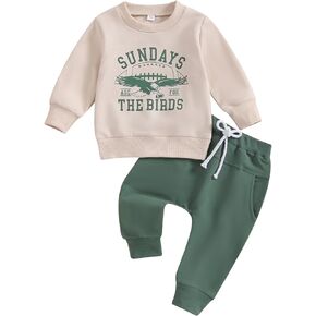 Karuedoo Toddler Baby Boy Game Day Football Outfit Sundays Are for the Birds Eagles Sweatshirt and Jogger Pants Set