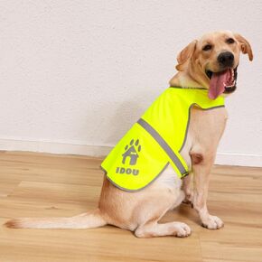 IDOU Reflective Dog Vest,High Visibility Orange Dog Vest,Dog Safety Vest for Walking, Jogging or Training L