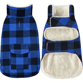 Malier Classic Plaid Fleece Dog Coat - Warm Winter Jacket with Pocket, Windproof for Small, Medium, Large Dogs (Red, X-Large)