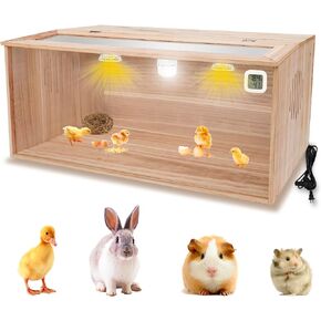 صندوق حضانة CAWUWE لفراخ الحيوانات الصغيرة يستوعب ما يصل إلى 30 كتكوت مع مجموعة لمبة ومقياس حرارة 32 × 16 × 16 بوصة قفص خشبي للبط والسمان والببغاء والأرنب والهامستر والسحلية in Kuwait