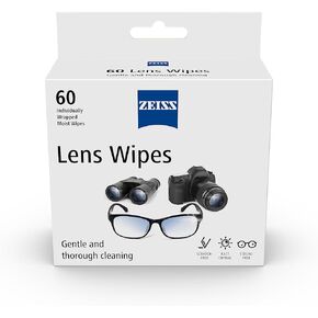 مناديل تنظيف عدسات ZEISS، مناديل مبللة مسبقًا، مغلفة بشكل فردي للزجاج المطلي على المناظير والنظارات والنظارات الشمسية وعدسات الكاميرا والمناظير، 60 قطعة in Saudi Arabia