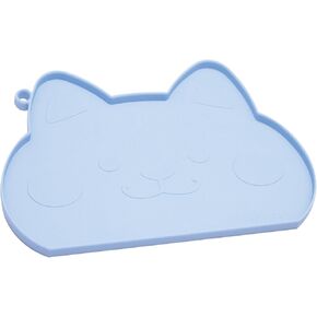 Bikabpet Dog Food Mat for Floors Waterproof,Thicker Cat Food Mat Non-Slip,Dog Bowl Mats for Food and Water,Pet Feeding Mat Silicone,Raised Edges to Prevent Tray for Dog Bowls(Blue)