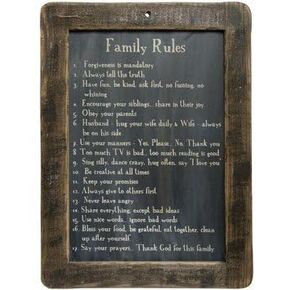 Framed Family Rules Blackboard in Kuwait