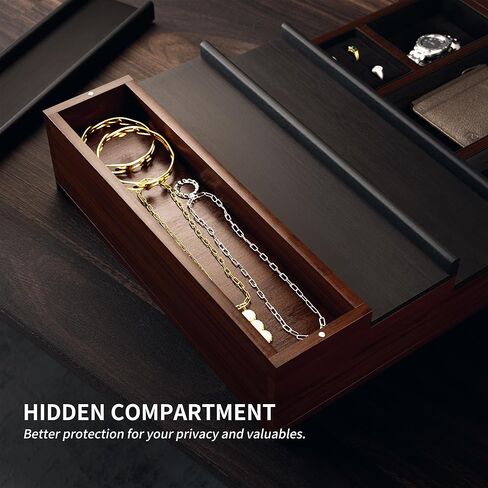 منظم كولونيا YIKIBOX مع حجرة مخفية ودرج، منظم عطر خشبي، منظم حامل كولونيا للرجال ورافعات عرض التخزين لخزانة الملابس، هدية رائعة للرجال/الأصدقاء in Kuwait