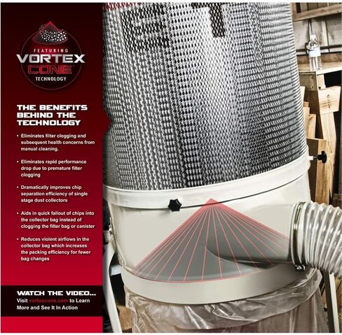 JET DC-1100VX-BK Vortex Cone Dust Collector, 30-Micron Bag Filter, 1100 CFM, 1Ph 115/230V (708657K) in Saudi Arabia