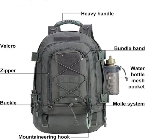 Large Tactical Backpack for Men Military Backpack with DIY System for Travel, Work,Camping,Hunting,Hiking,Sports (GREEN) in Kuwait