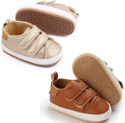 eitwo 2Pairs Baby Shoes,Boys Girls Non-Slip Rubber Sole Sneakers,Unisex Infant Soft Lightweight First Walking Crib Shoes in Saudi Arabia