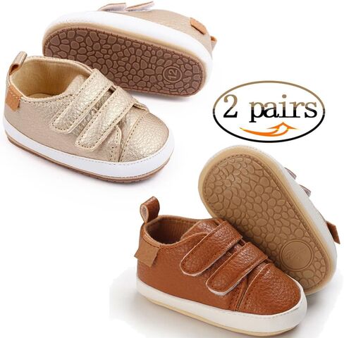 eitwo 2Pairs Baby Shoes,Boys Girls Non-Slip Rubber Sole Sneakers,Unisex Infant Soft Lightweight First Walking Crib Shoes in Saudi Arabia