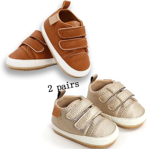 eitwo 2Pairs Baby Shoes,Boys Girls Non-Slip Rubber Sole Sneakers,Unisex Infant Soft Lightweight First Walking Crib Shoes in Saudi Arabia