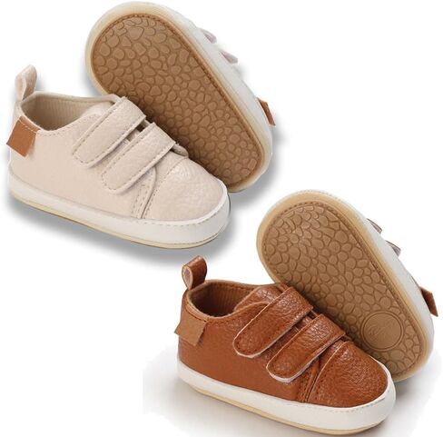 eitwo 2Pairs Baby Shoes,Boys Girls Non-Slip Rubber Sole Sneakers,Unisex Infant Soft Lightweight First Walking Crib Shoes in Kuwait