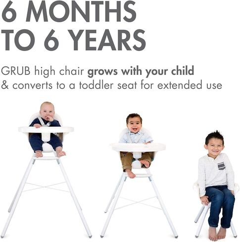 Boon Grub Adjustable Baby High Chair - Includes Dishwasher Safe Baby Seat - Baby Sitting Support for Mealtime - Convertible High Chair for Babies and Toddlers 6 Months to 6 Years - Gray in Kuwait