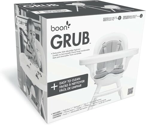 Boon Grub Adjustable Baby High Chair - Includes Dishwasher Safe Baby Seat - Baby Sitting Support for Mealtime - Convertible High Chair for Babies and Toddlers 6 Months to 6 Years - Gray in Kuwait