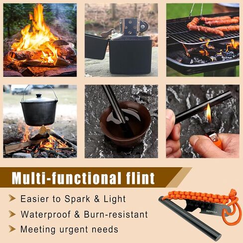 VVAAGG Flint and Steel Fire Starter Kit Survivor, 3/8" 1/2 inch Ferro Rods and Magnesium Rods with Paracord Handle in Saudi Arabia