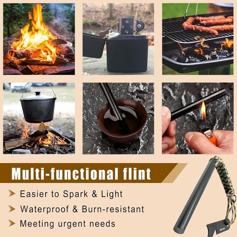 VVAAGG Flint and Steel Fire Starter Kit Survivor, 3/8" 1/2 inch Ferro Rods and Magnesium Rods with Paracord Handle in Saudi Arabia