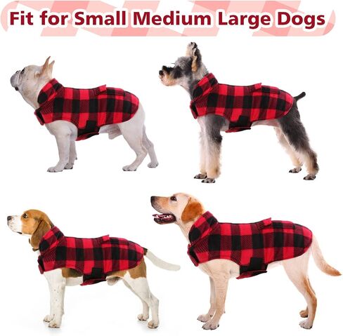 Kuoser Dog Winter Coat, Windproof Dog Fleece Jacket British Style Plaid Cold Weather Dog Vest Coats, Reversible Cozy Warm Dog Clothes Pet Apparel for Small Dogs XS in Saudi Arabia