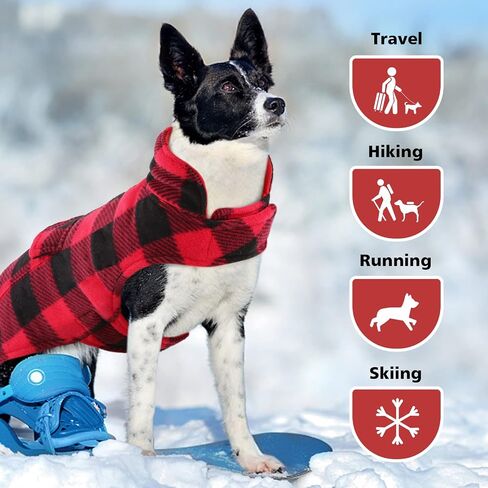 Kuoser Dog Winter Coat, Windproof Dog Fleece Jacket British Style Plaid Cold Weather Dog Vest Coats, Reversible Cozy Warm Dog Clothes Pet Apparel for Small Dogs XS in Saudi Arabia