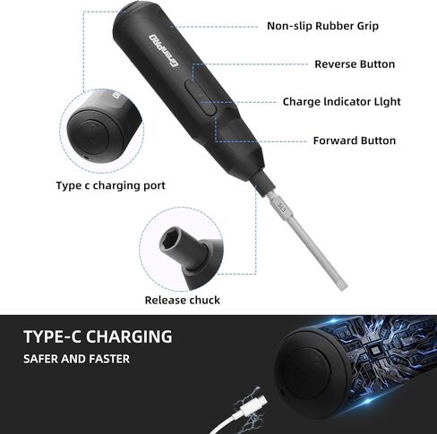 GRENPRO Cordless Electric Screwdriver, 3.6V ATM Electric Screwdriver Cordless,USB Cable and 2 1/4"Hex Shank Bits Included, Portable Automatic Home Repair Tool Kit in Kuwait