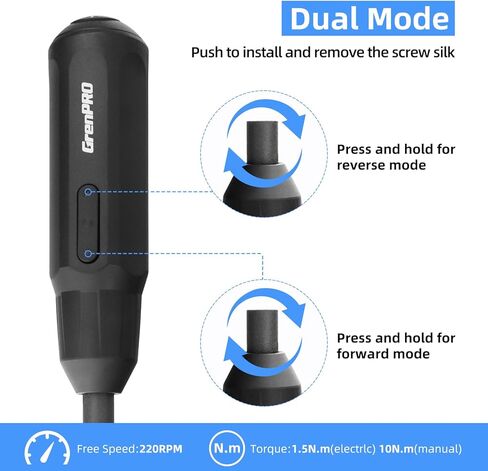 GRENPRO Cordless Electric Screwdriver, 3.6V ATM Electric Screwdriver Cordless,USB Cable and 2 1/4"Hex Shank Bits Included, Portable Automatic Home Repair Tool Kit in Kuwait