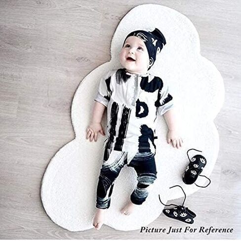 هابودا سجاد على شكل سحابة لغرفة الاطفال دافئ وناعم 100% قطن فاخر مخملي محبوك يدويا سجاد ديكور لغرفة الاطفال سجاد الزحف 100 سم 65 سم (ابيض) in Kuwait