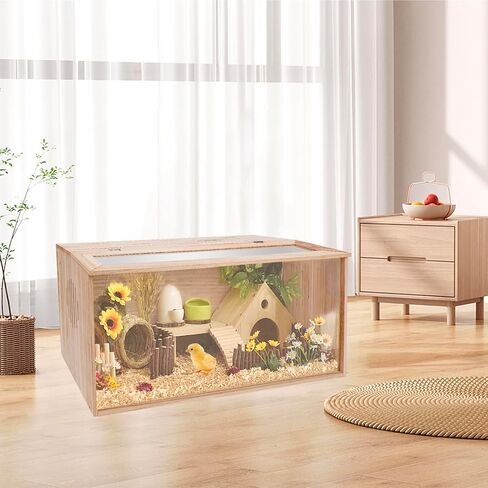 صندوق حضانة CAWUWE لفراخ الحيوانات الصغيرة يستوعب ما يصل إلى 30 كتكوت مع مجموعة لمبة ومقياس حرارة 32 × 16 × 16 بوصة قفص خشبي للبط والسمان والببغاء والأرنب والهامستر والسحلية in Kuwait