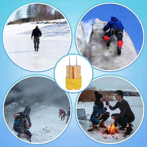 اختيار أمان لصيد الأسماك على الجليد، مقبض خشبي قابل للطفو وكسر الجليد مع حبل توصيل ممتد بطول 4.9 قدم وصفارة وخطاف، مسامير أمان من الفولاذ المقاوم للصدأ للتزلج والمشي في حالات الطوارئ in Kuwait