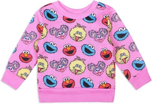 طقم قميص وبنطال رياضي بأكمام طويلة من Sesame Street Girls Elmo وCookie Monster وBig Bird وAbby Cadabby للرضع والأطفال الصغار in Kuwait