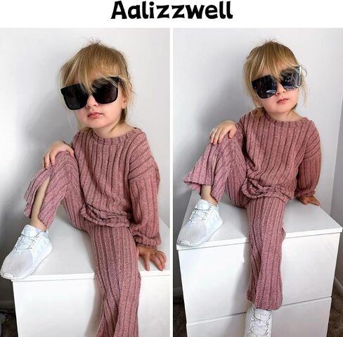 Aalizzwell Toddler Girl Flare Pants with Slit Outfit for 2T - 5T in Saudi Arabia