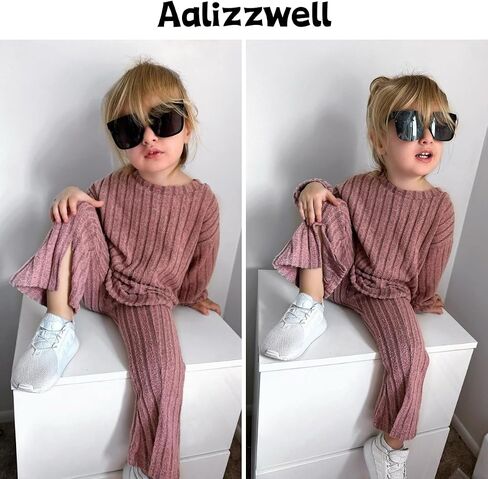 Aalizzwell Toddler Girl Flare Pants with Slit Outfit for 2T - 5T in Saudi Arabia