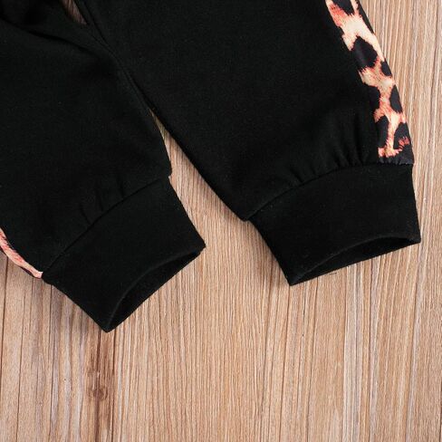 Covvoliy Toddler Baby Girl Fall Winter Clothes Leopard Printed Hoodie Sweatshirt and Pants 2PCS Sweatsuit Outfit in Kuwait