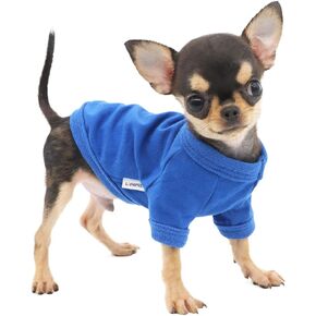 LOPHIPETS 100% Cotton Dog Tee Shirt for Small Dogs Teacup Chihuahua Yorkie Puppy Clothes-Blue/XS