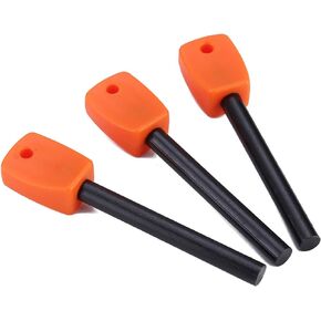FOSTAR 3 PCS Tactical Ferro (Ferrocerium) Rods, Bushcraft Flint Fire Starter with Easy Grip Handle, 5/16 Inch Thick Waterproof Fire Steel Magnesium Camping Tool Kit