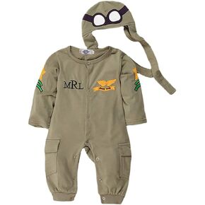 LOOLY Baby Boys Pilot Two Piece Layette Set Toddler Outfits with Cap