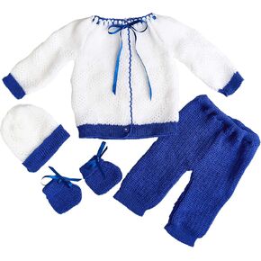 BABY Crochet Outfit Set Newborn Clothe Boys Girls Warm Winter Beautiful Clothing 4 Pieces