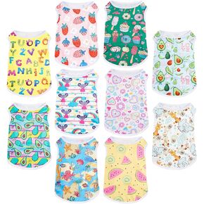10 Pieces Lovely Puppy Shirts Print Dog Clothes Breathable Pet Cartoon Dog T Shirt Clothes Sweatshirt for Small Dogs Puppy Cats (Medium)