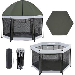 Xped Babe Portable Playpen with Mattress 54" Outdoor and Indoor Baby Playard with Detachable Canopy Lightweight Foldable Play Yard for Babies and Toddlers with Gate and Travel Bag in Saudi Arabia