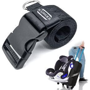 Car Seat Travel Belt, Adjustable Car Seat Travel Strap, Convert Baby Car Seat & Carry-on Luggage into Airport Car Seat Stroller & Carrier Belt, Safe Travel Solution for Transport Car Seat in Kuwait