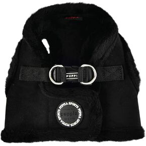 Puppia Terry Vest Dog Harness Step-in Winter Suede Warm No Choke No Pull Training Walking for Small and Medium Dog, Black, Small