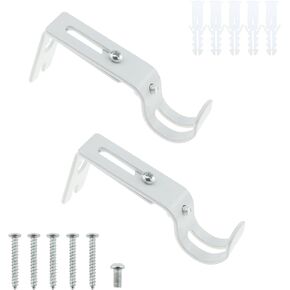 دي جي زي قطعتان من حامل قضيب الستائر، دعامة قضيب ستارة بلون ابيض، حامل قضيب روماني قابل للتعديل للستائر الثقيلة وقضيب ستارة الباب ودعامة قضيب الملابس in Kuwait