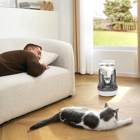 Automatic Dog Water Bowl Dispenser, 1 Gallon Gravity Water Bowl for Dogs, Pet Waterer for Small Medium Large Dogs Cats Pets Puppy Kitten (Gray, 3.8L) in Kuwait