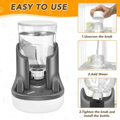 Automatic Dog Water Bowl Dispenser, 1 Gallon Gravity Water Bowl for Dogs, Pet Waterer for Small Medium Large Dogs Cats Pets Puppy Kitten (Gray, 3.8L) in Kuwait