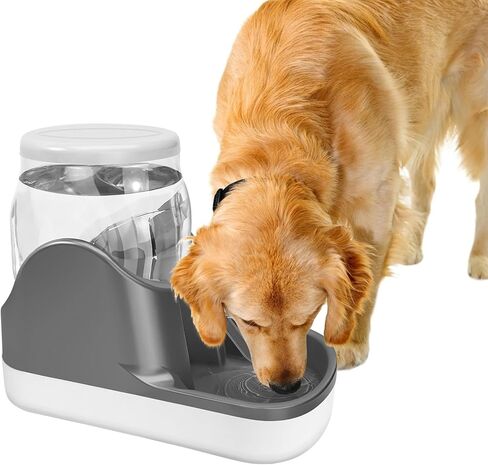 Automatic Dog Water Bowl Dispenser, 1 Gallon Gravity Water Bowl for Dogs, Pet Waterer for Small Medium Large Dogs Cats Pets Puppy Kitten (Gray, 3.8L) in Kuwait
