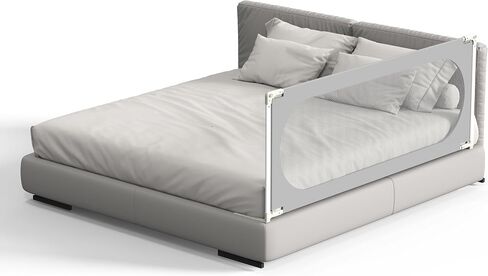 AGIMOLI Baby Bed Rail with Safety Y-Strap Extra Long Twin Full Queen King Size Infants Toddlers Guardrail with Reinforce Anchor Safety System (Grey, 75 inch (Pack of 1)) in Saudi Arabia