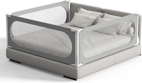 AGIMOLI Baby Bed Rail with Safety Y-Strap Extra Long Twin Full Queen King Size Infants Toddlers Guardrail with Reinforce Anchor Safety System (Grey, 75 inch (Pack of 1)) in Saudi Arabia