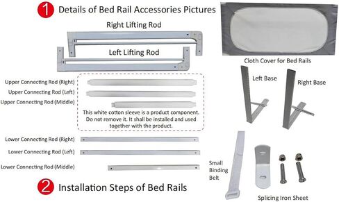 AGIMOLI Baby Bed Rail with Safety Y-Strap Extra Long Twin Full Queen King Size Infants Toddlers Guardrail with Reinforce Anchor Safety System (Grey, 75 inch (Pack of 1)) in Saudi Arabia