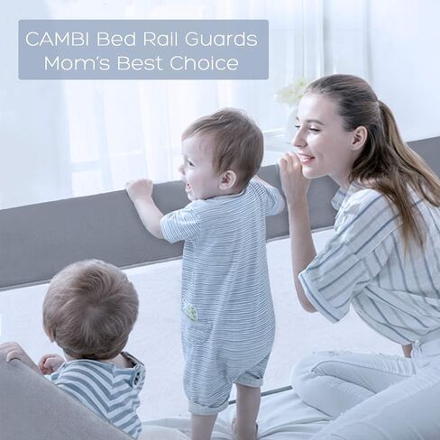 AGIMOLI Baby Bed Rail with Safety Y-Strap Extra Long Twin Full Queen King Size Infants Toddlers Guardrail with Reinforce Anchor Safety System (Grey, 75 inch (Pack of 1)) in Saudi Arabia