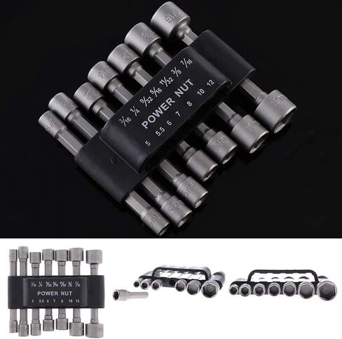 Power Nut Driver Drill Bit Set of 14 Pcs Metric Socket Wrench Screw 1/4 Inch Hex Bits Adapter in Saudi Arabia